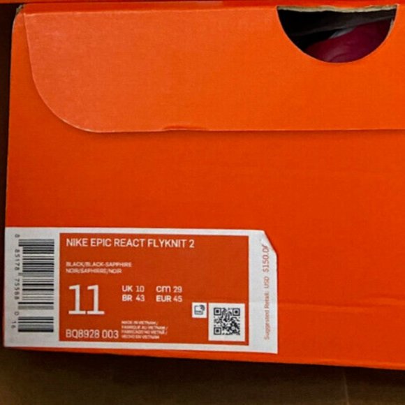 Nike Epic React Flyknit 2 Black Lime Pink Running Shoes Mens BQ8928-003 - Picture 13 of 15